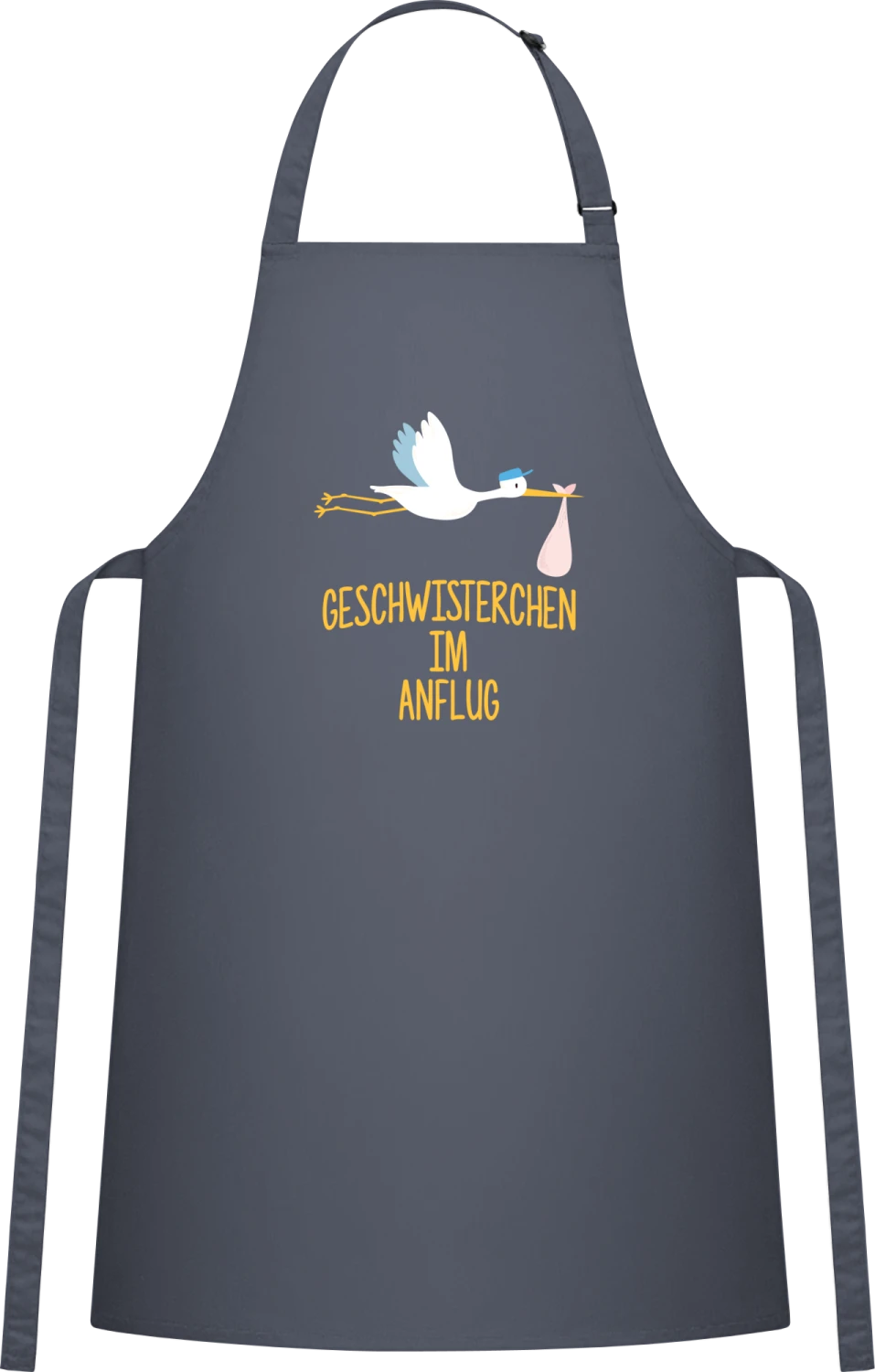 Geschwisterchen im Anflug - Dark Grey Cotton Bib Apron - Front