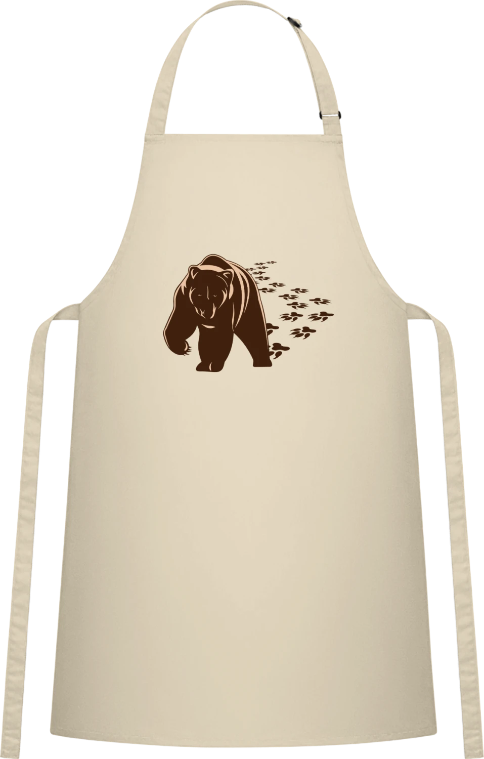 Walking Brown Bear - Natural Cotton Bib Apron - Front
