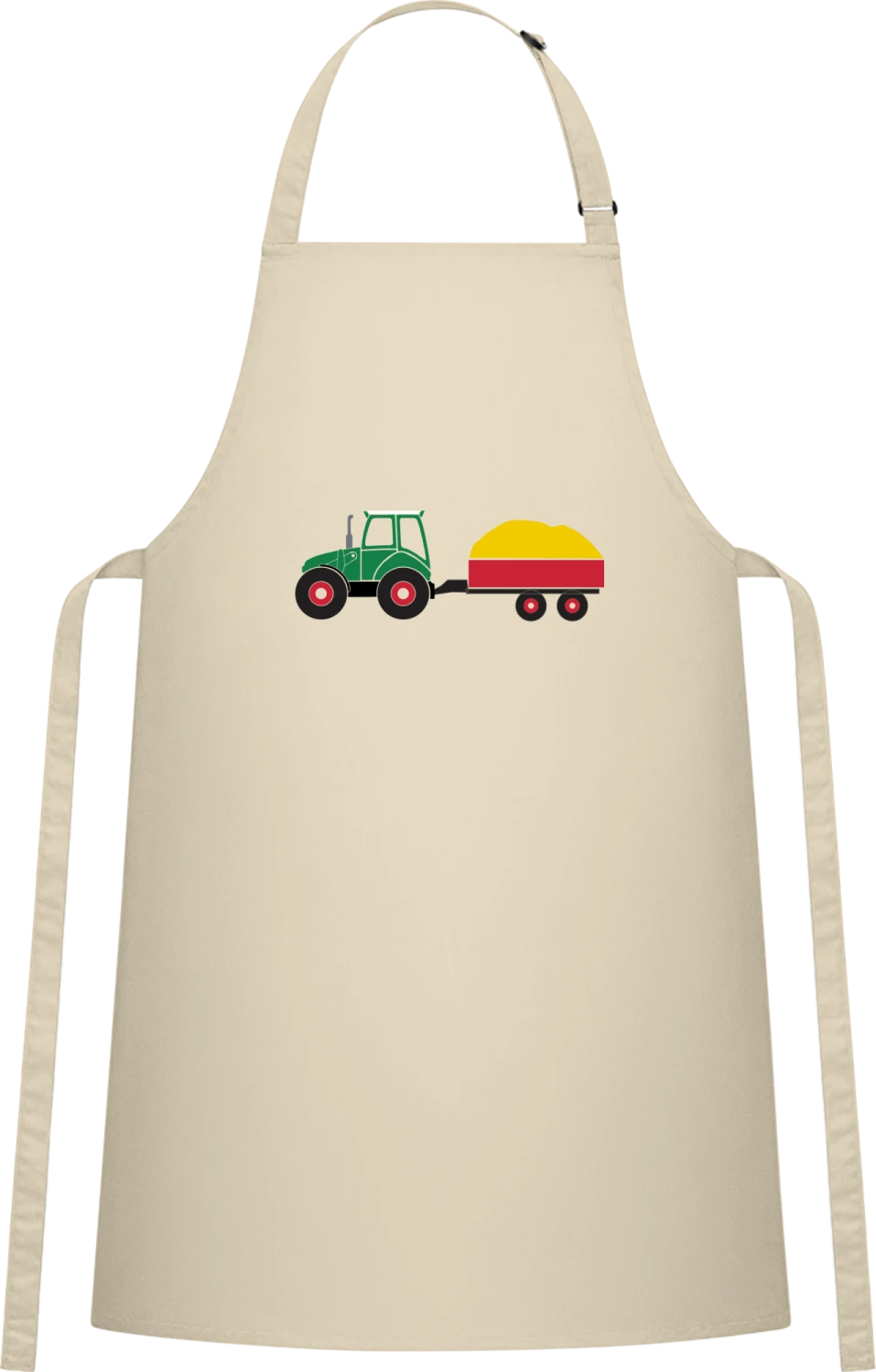 Tractor Illustration - Natural Cotton Bib Apron - Front