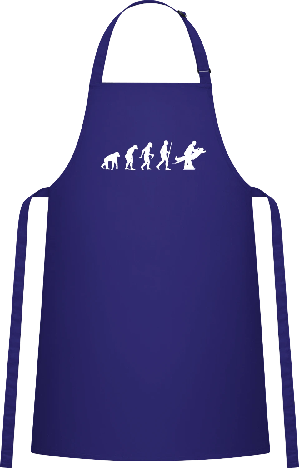 Dentist Evolution - Royal Blue Cotton Bib Apron - Front