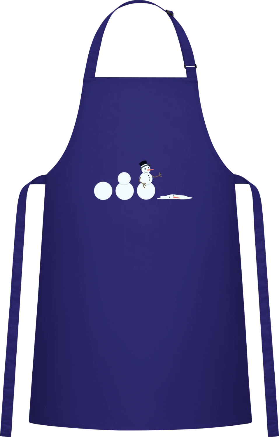 Snowman Evolution - Royal Blue Cotton Bib Apron - Front
