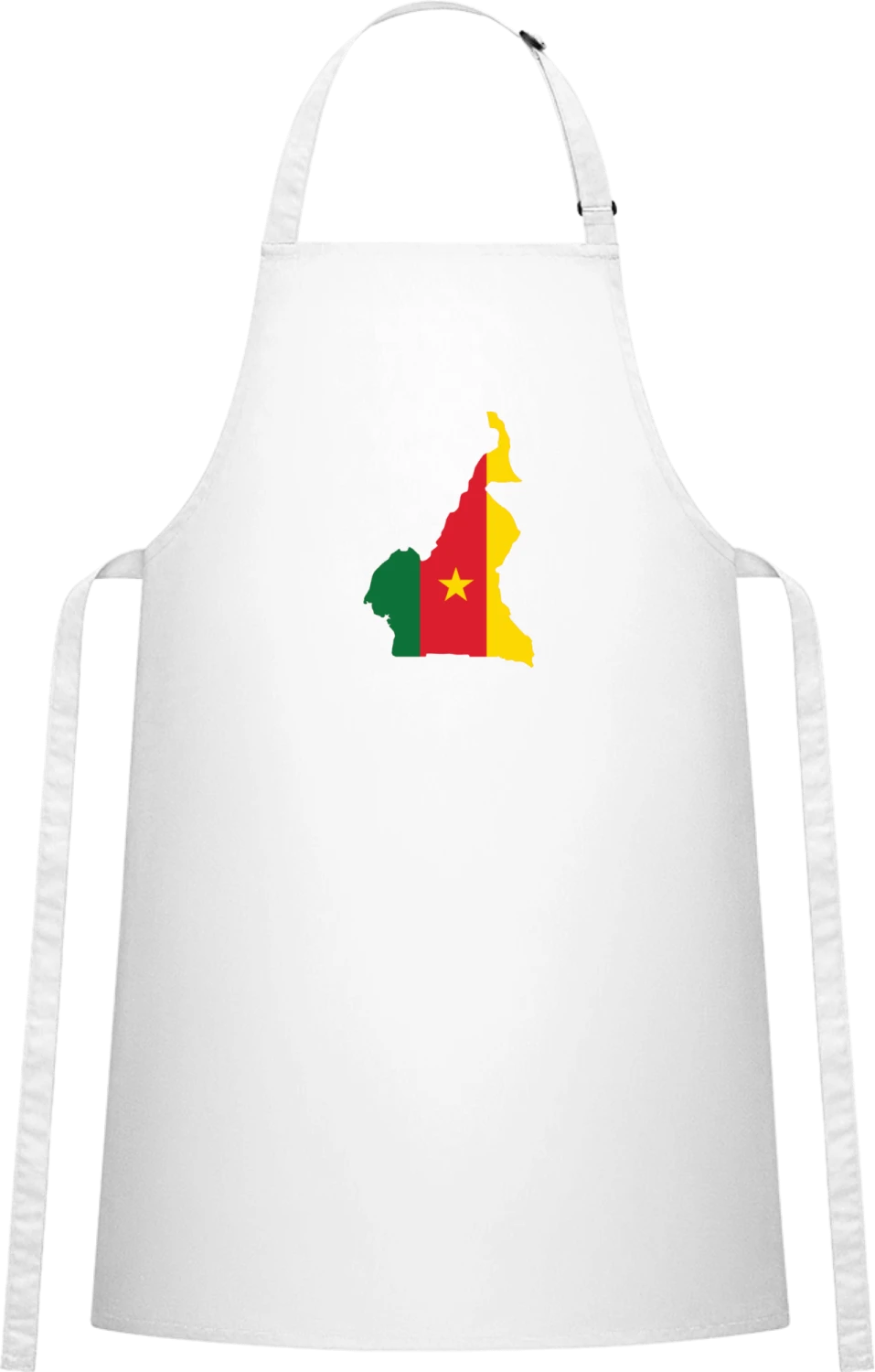 Cameroon Map - White Cotton Bib Apron - Front
