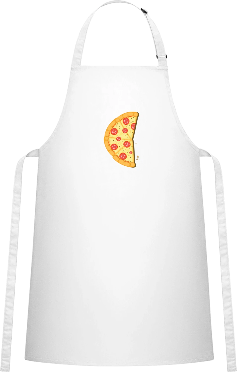 Pizza Half Piece Left - White Cotton Bib Apron - Front