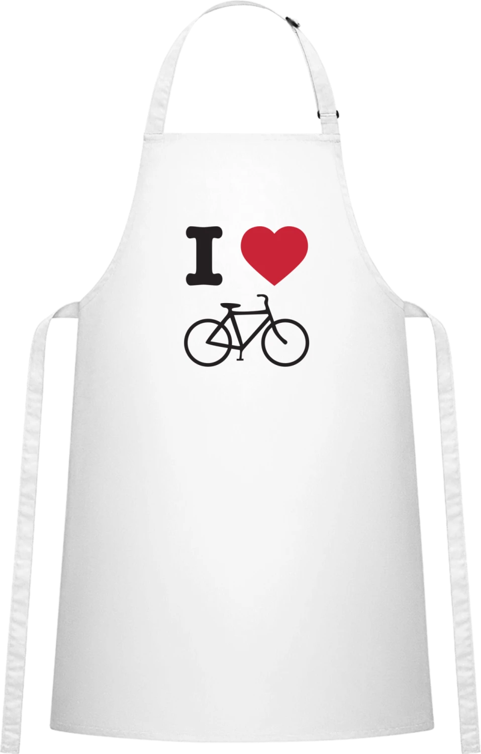 I Love Bicycle - White Cotton Bib Apron - Front