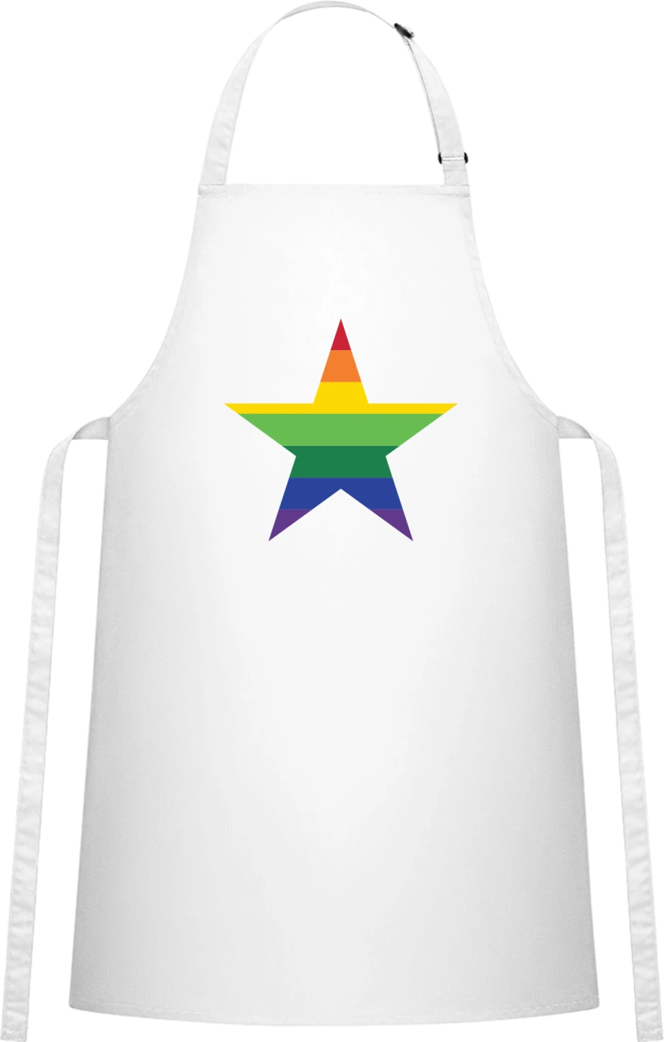 Rainbow Star - White Cotton Bib Apron - Front