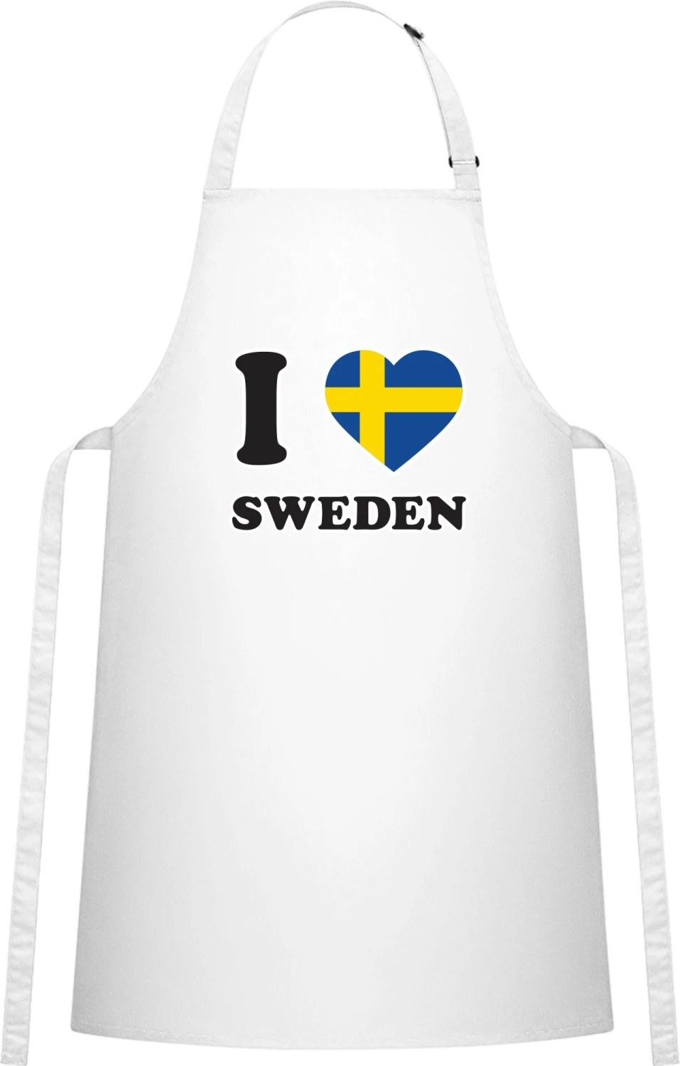 I Love Sweden - White Cotton Bib Apron - Front