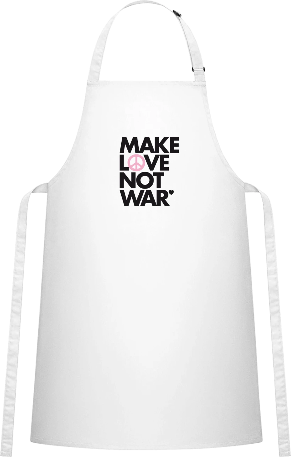 Make Love Not War Slogan - White Cotton Bib Apron - Front