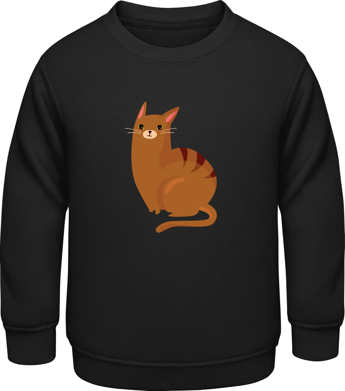 Brown Cat Character - Black AWDis Sweat kids - Front