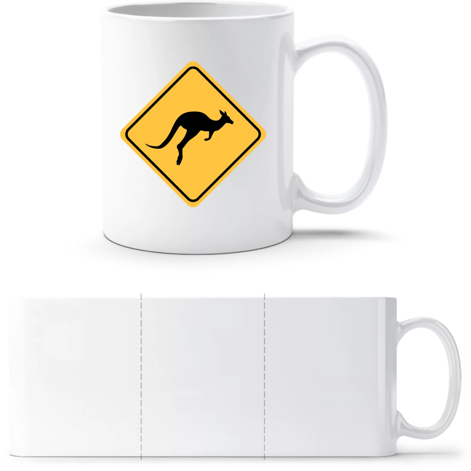 Kangaroo Warning Sign - White White mug - front