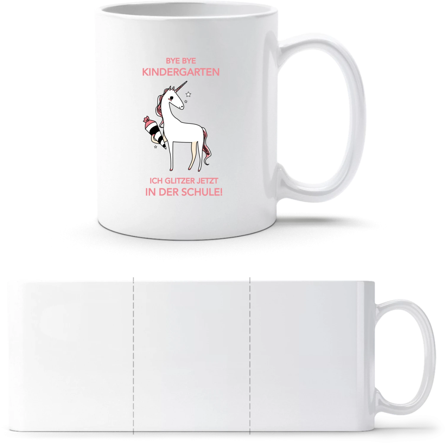 Bye Kindergarten Hallo Schule Einhorn - White White mug - front
