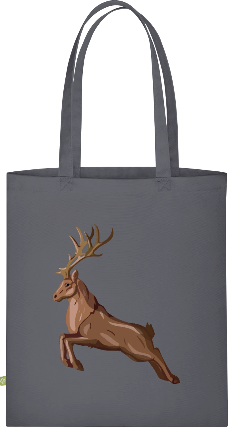 Jumping Deer - Graphite Grey Organic Bag for Life - Front