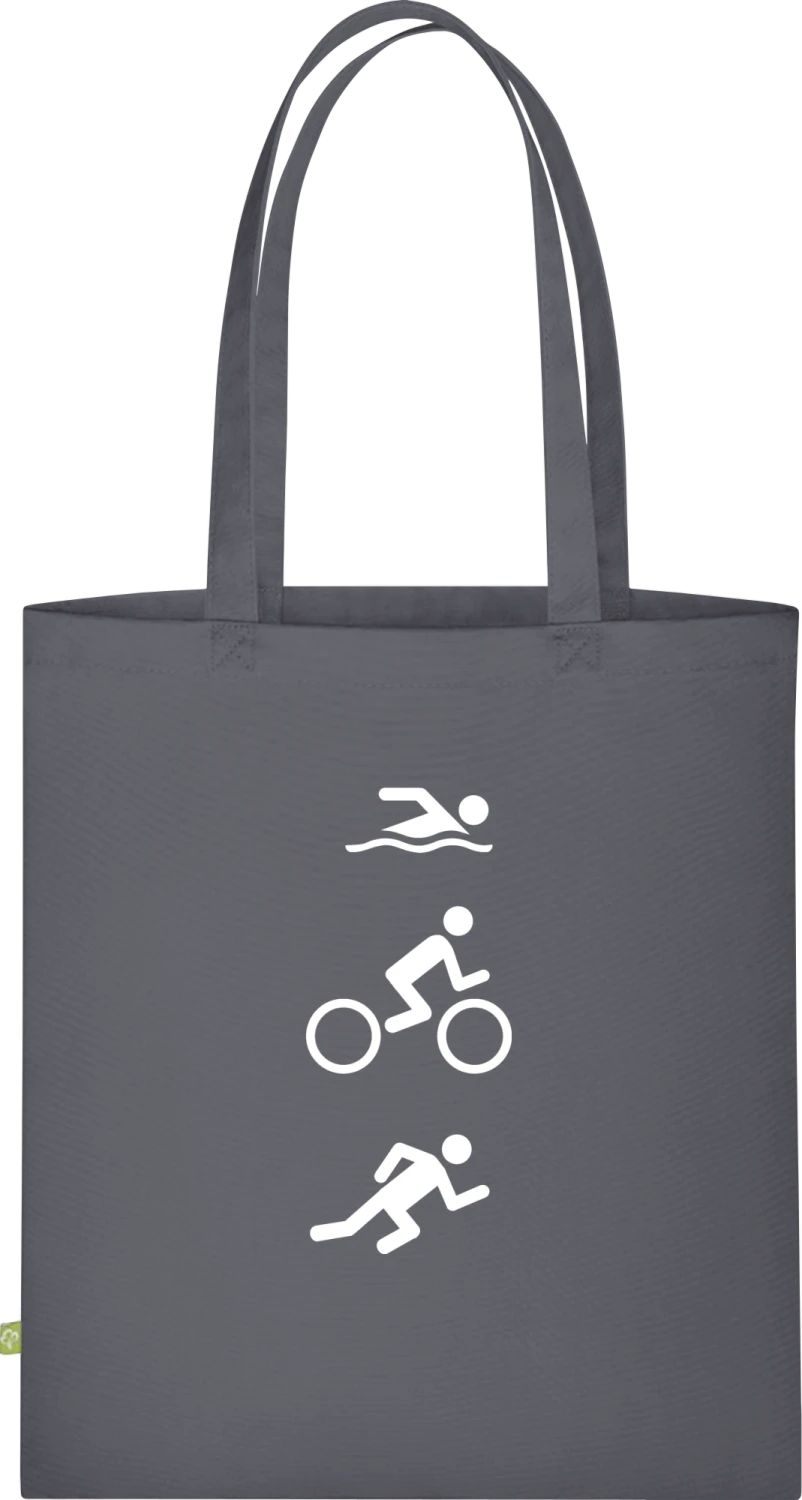 Swim Bike Run Stick Figure - Graphite Grey Organic Bag for Life - Front