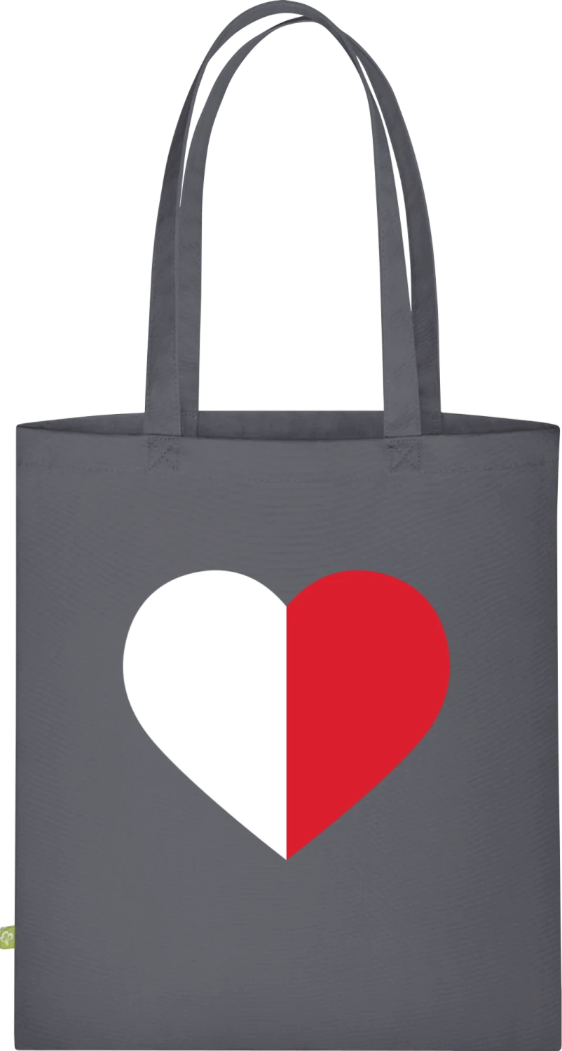 Malta Heart Flag - Graphite Grey Organic Bag for Life - Front