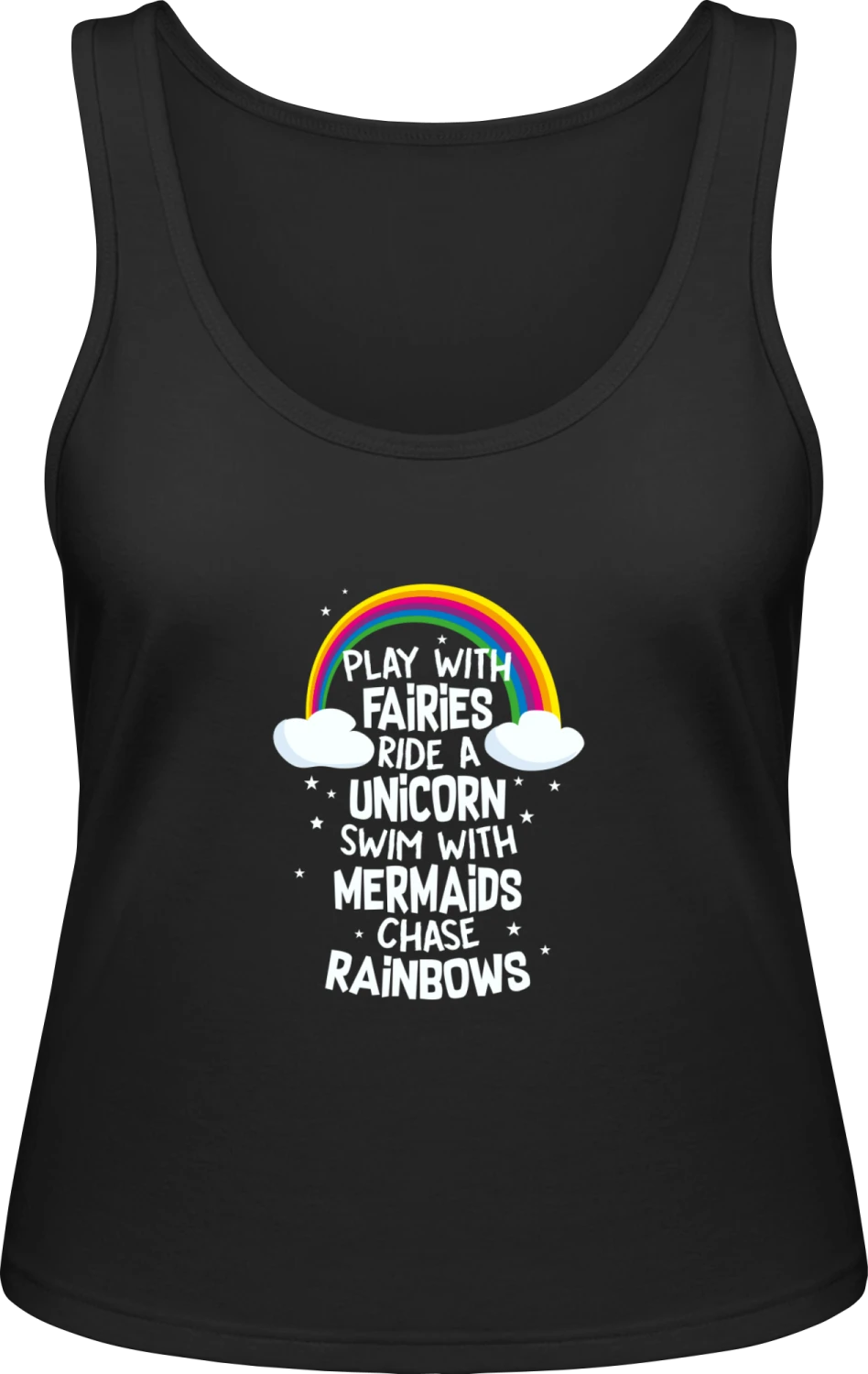 Play With Fairies Ride A Unicorn - Black Inspire Tank T / Women  - Front