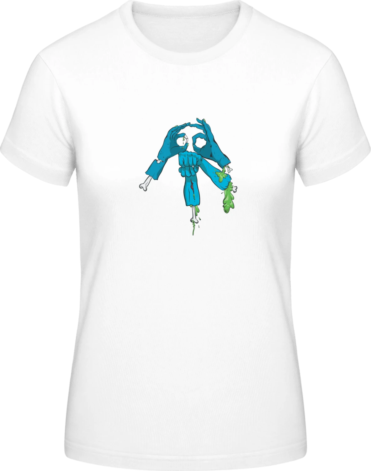 Zombie Hands Skull - White #E190 women T-Shirt - Front