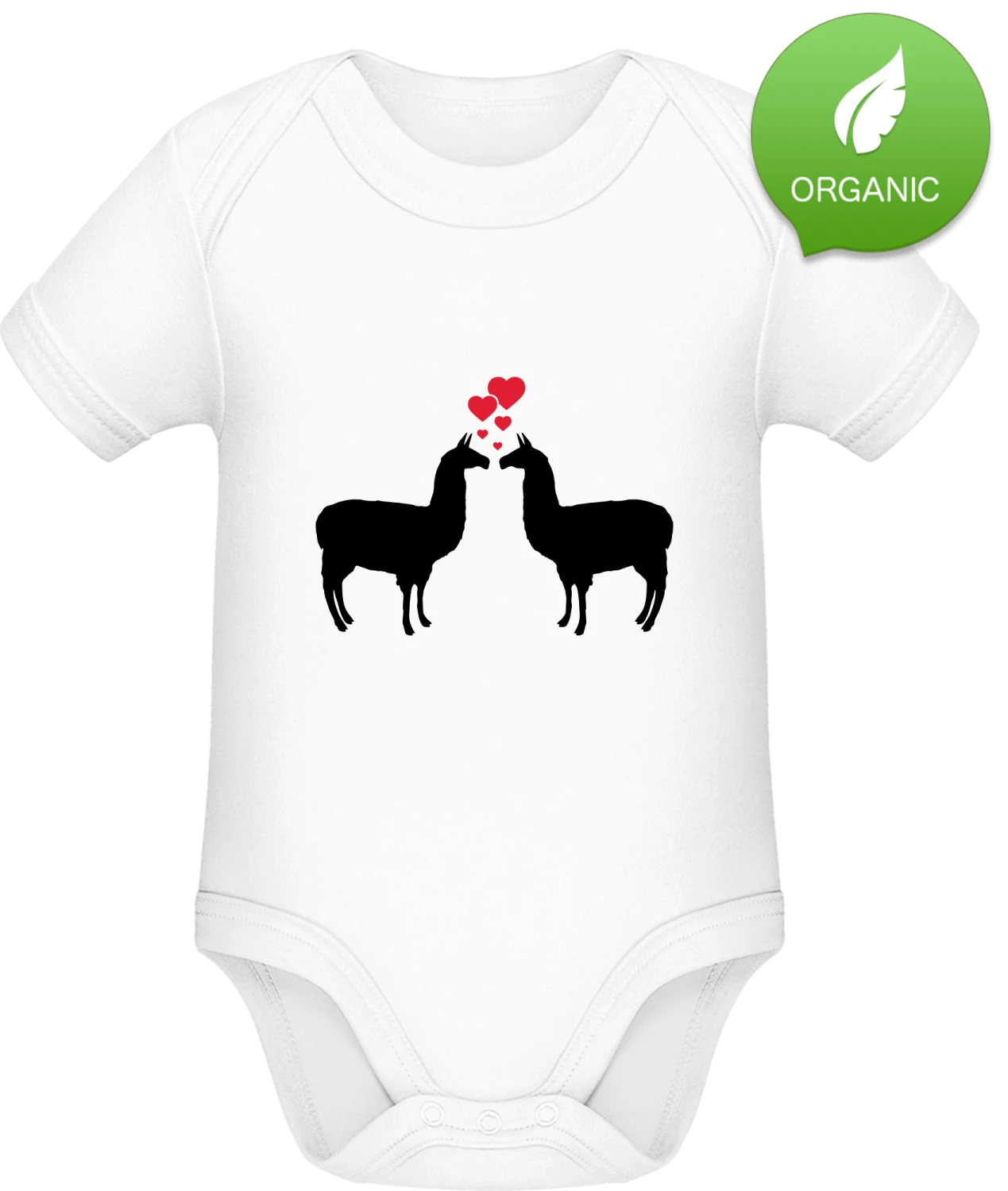 Llamas in Love - White Organic Bodysuit - Front