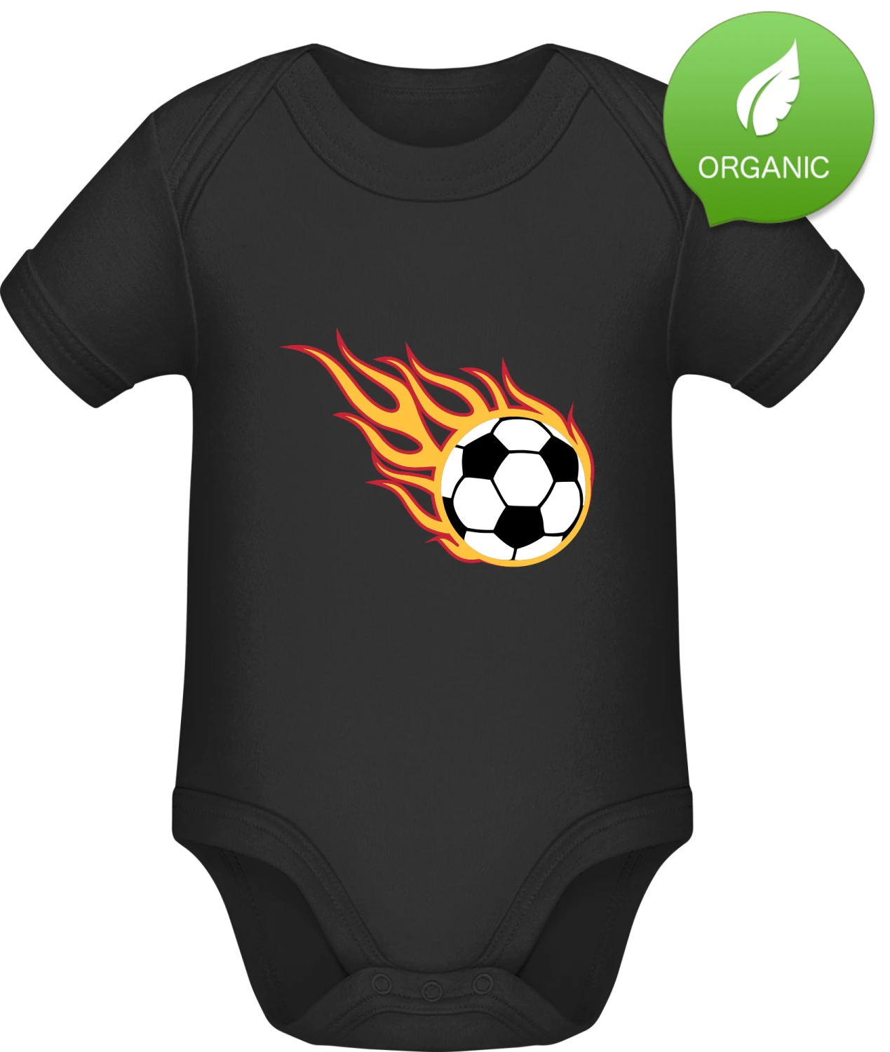Football on Fire - Black Organic Bodysuit - Front