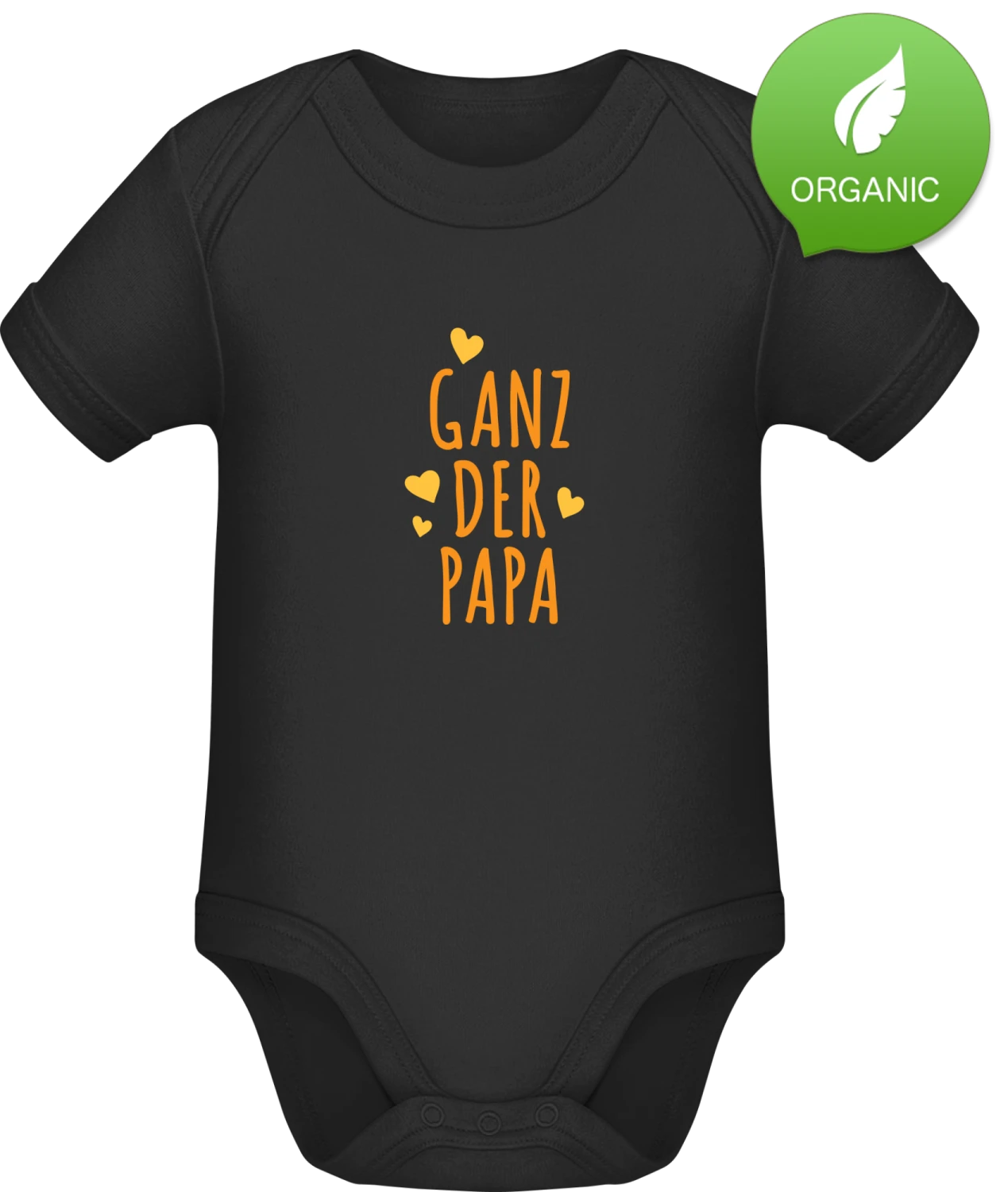 Ganz der Papa Logo - Black Organic Bodysuit - Front
