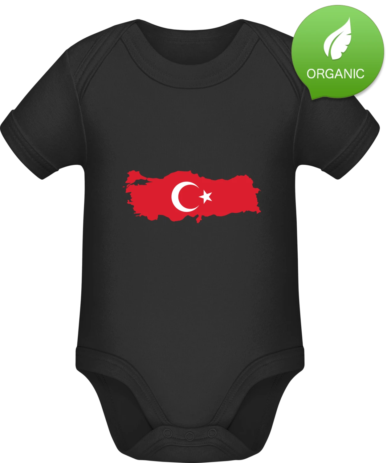 Turkey Map - Black Organic Bodysuit - Front