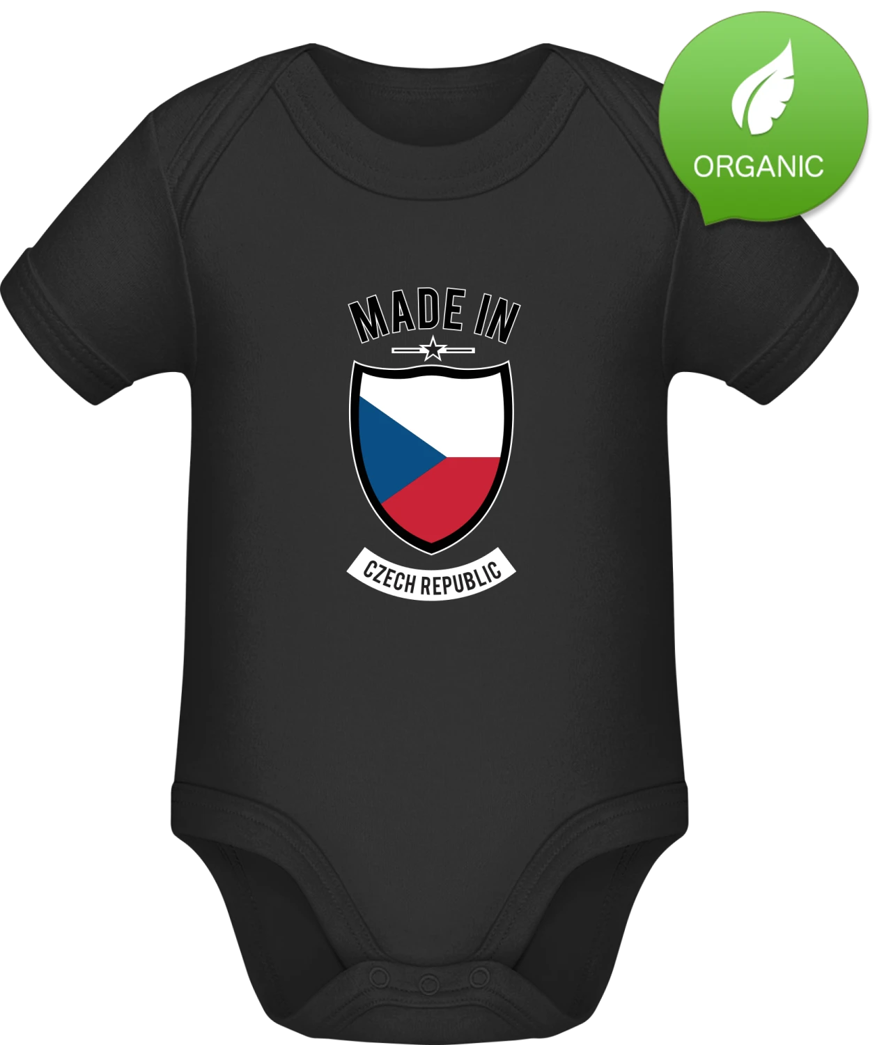 Made in Czech Republic - Black Organic Bodysuit - Front