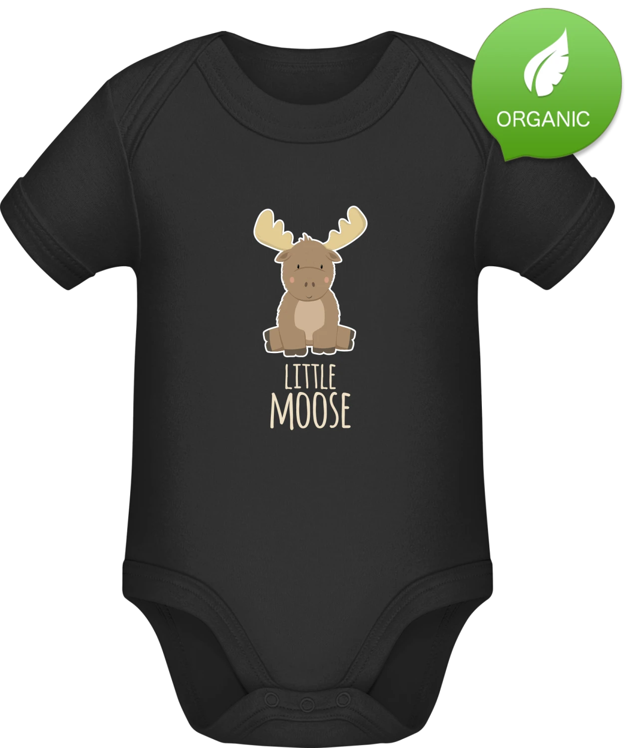 Little Moose - Black Organic Bodysuit - Front