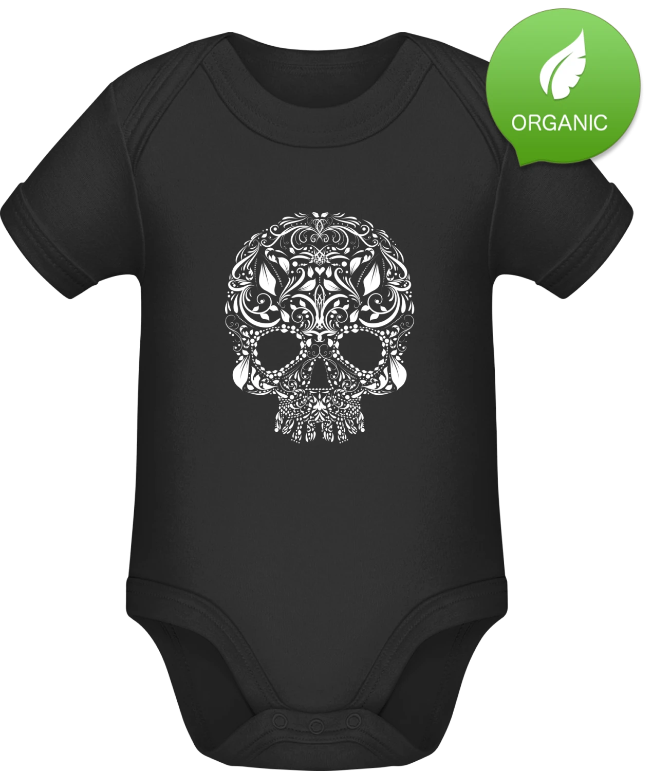 Skull Stylish - Black Organic Bodysuit - Front