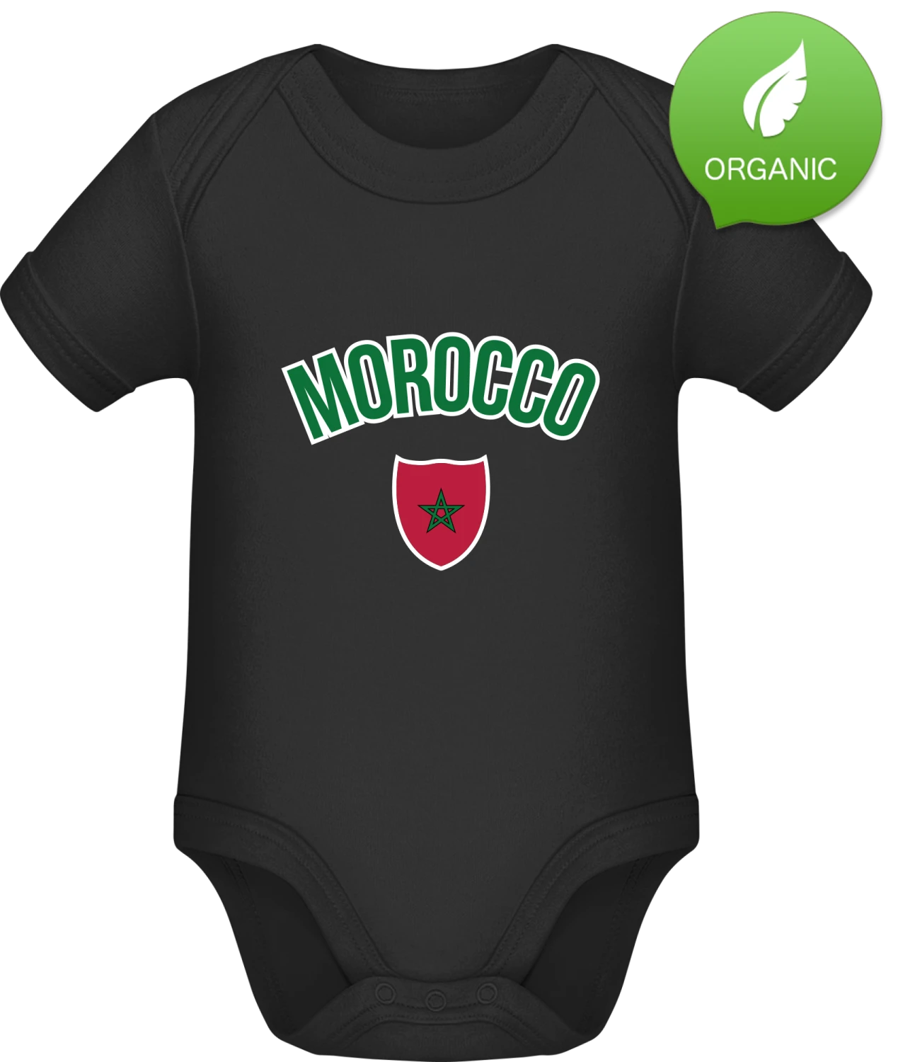 Morocco Fan - Black Organic Bodysuit - Front