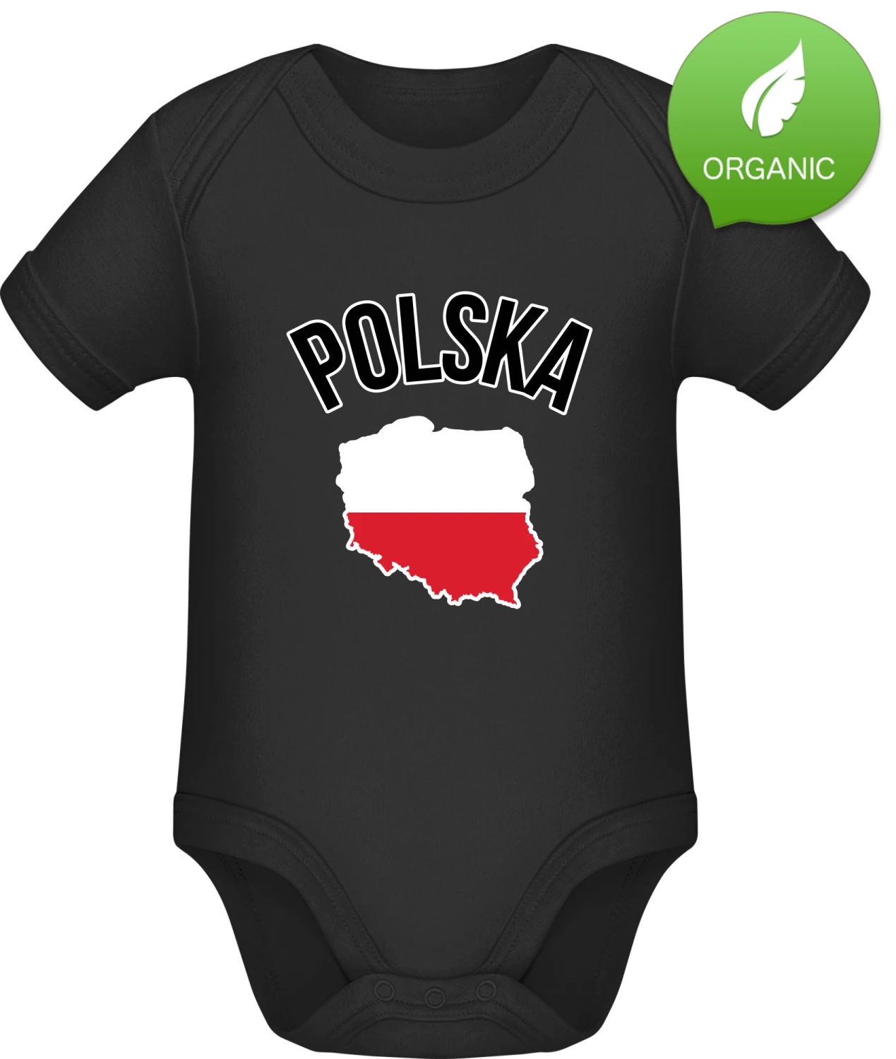 Polska - Black Organic Bodysuit - Front