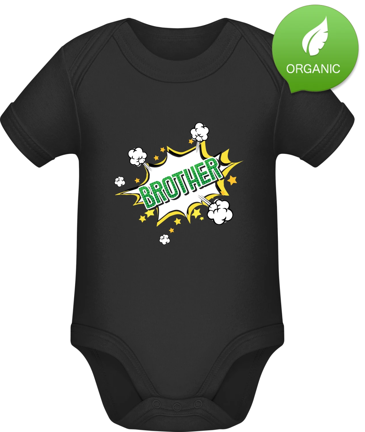 Brother Comic Fight Style - Black Organic Bodysuit - Front