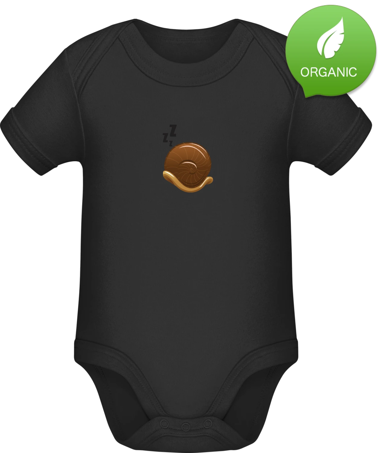 Sleeping Snail - Black Organic Bodysuit - Front