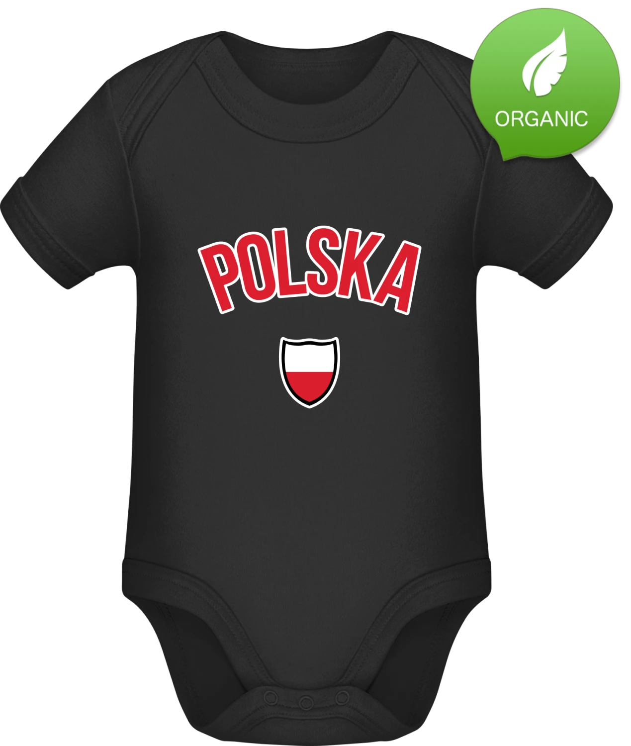 POLSKA Fan - Black Organic Bodysuit - Front