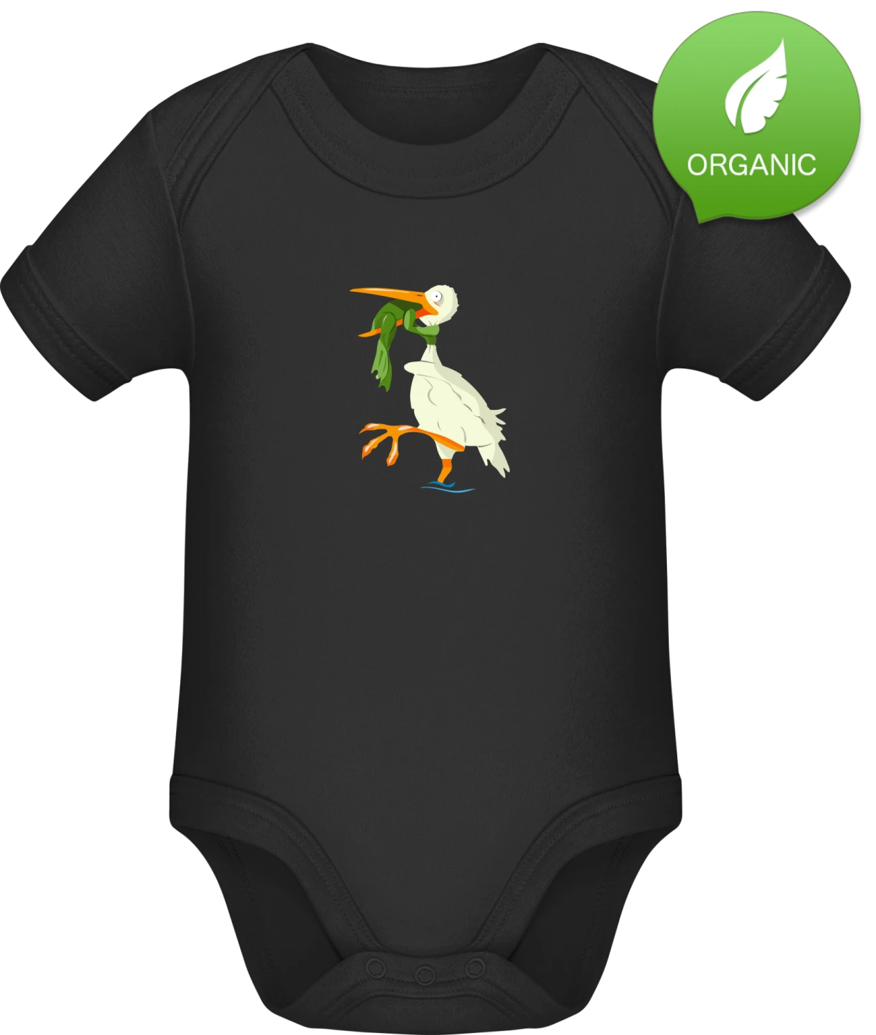 Frog and Stork - Black Organic Bodysuit - Front