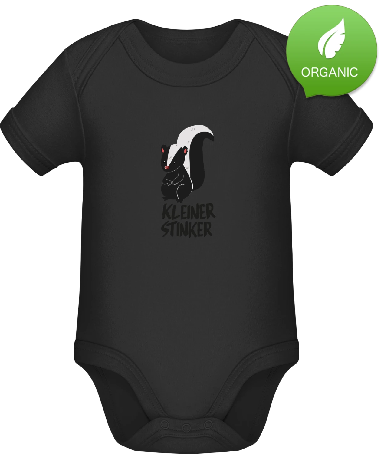 Kleiner Stinker Stinktier - Black Organic Bodysuit - Front