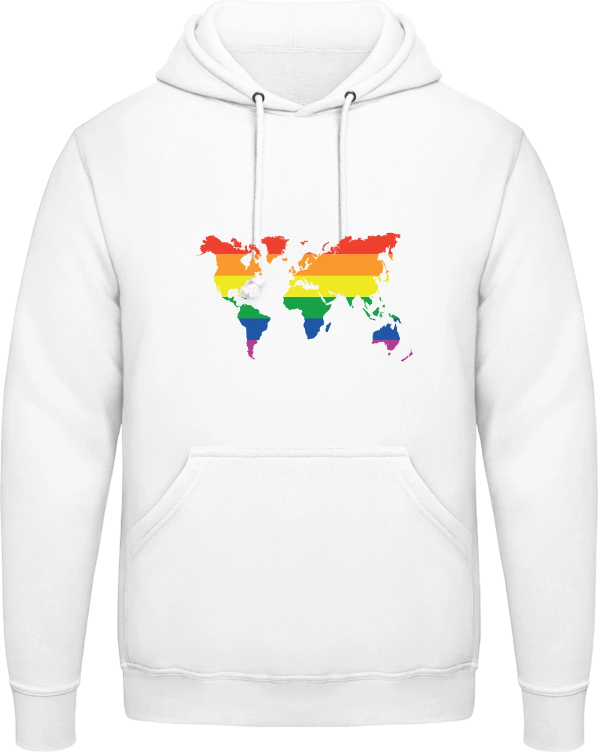 World Map Rainbow - Arctic white AWDis man hoodie - Front
