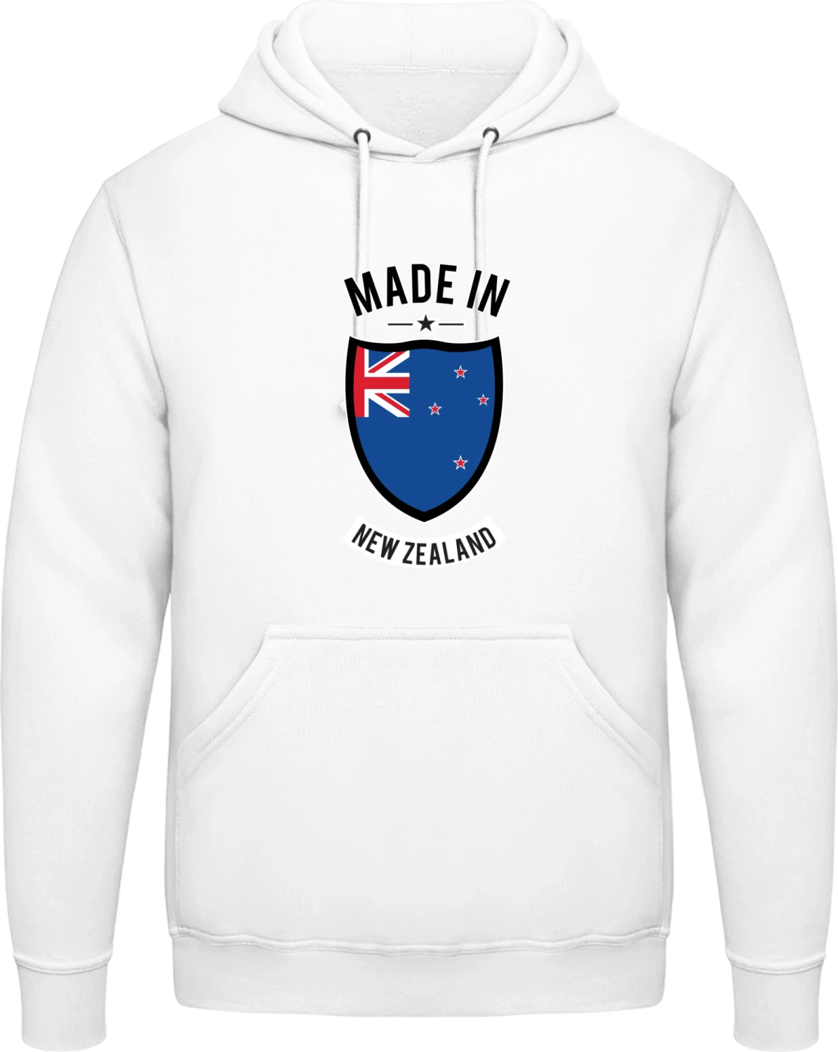 Made in New Zealand - Arctic white AWDis man hoodie - Front