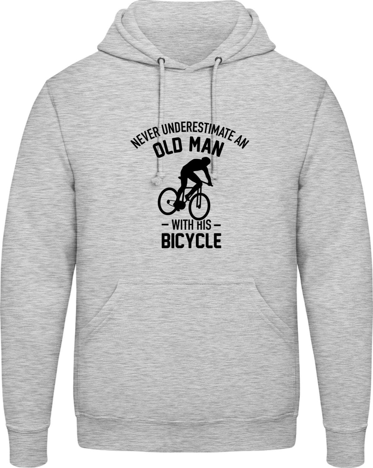 Never Underestimate Old Man With Bicycle - Front_Heather Grey