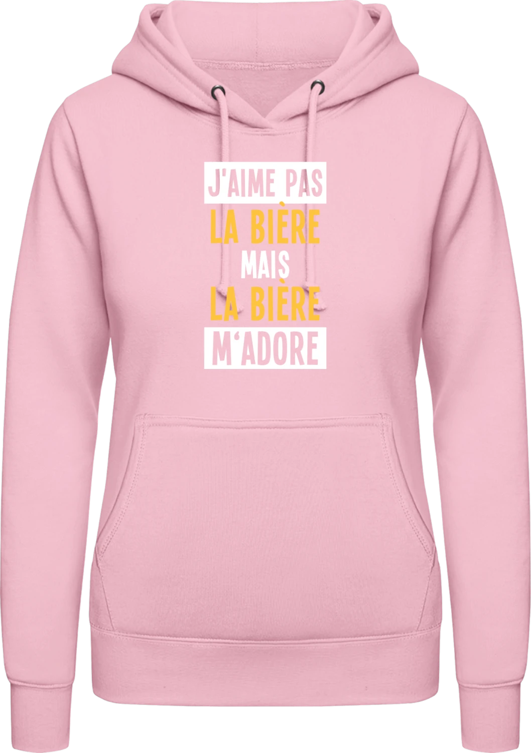 J'aime Pas La Bière - Baby pink AWDis ladies hoodie - Front