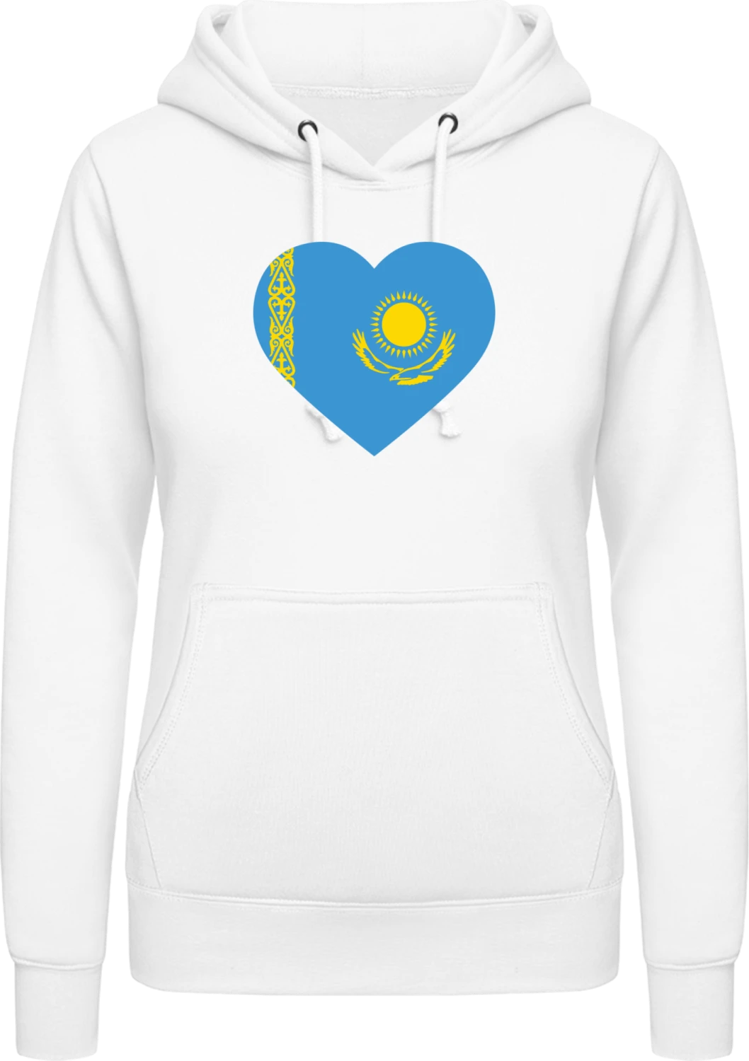 Kazakhstan Heart Flag - Arctic white AWDis ladies hoodie - Front