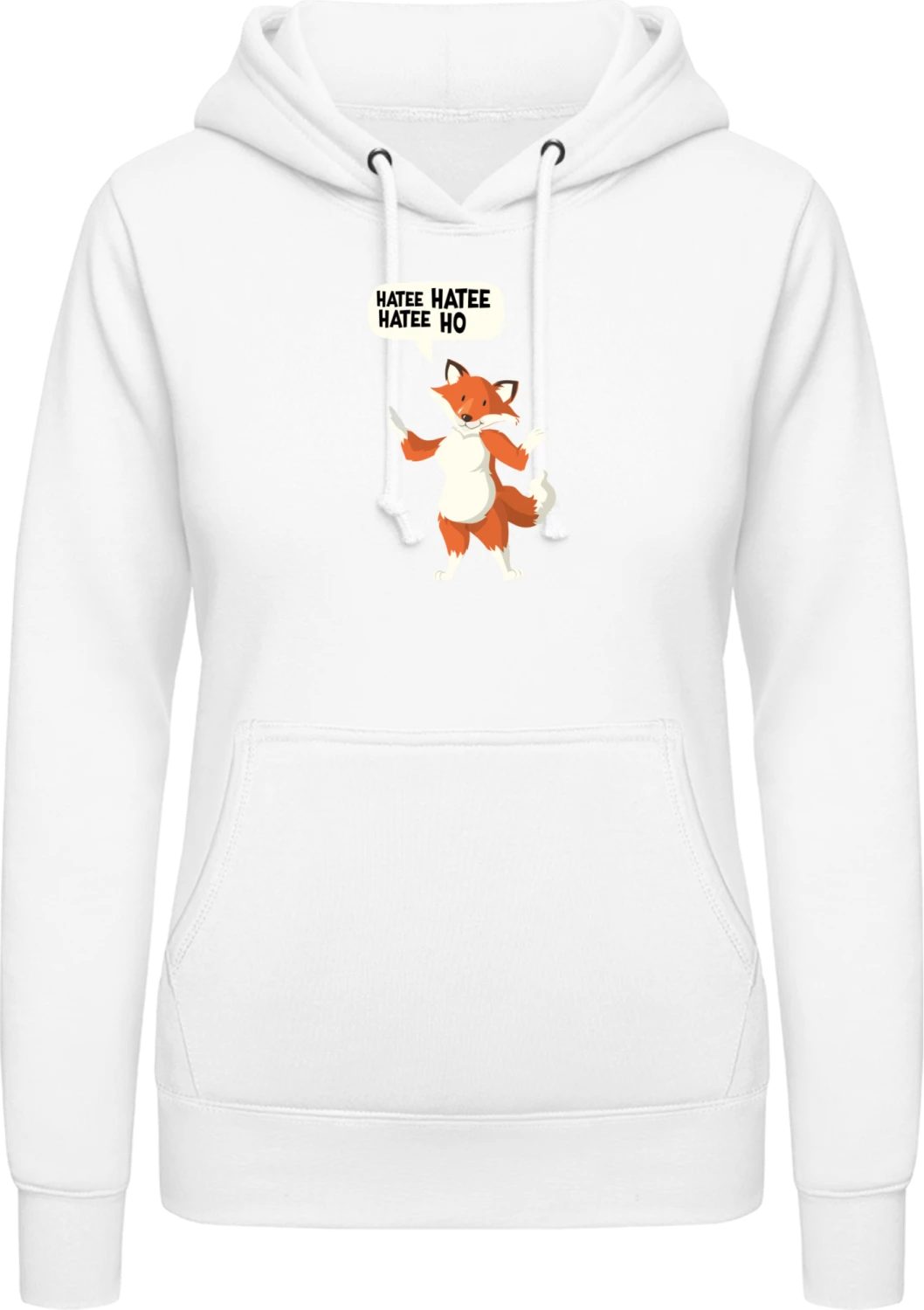 Hatee Hatee Hatee Ho Song Fox - Arctic white AWDis ladies hoodie - Front