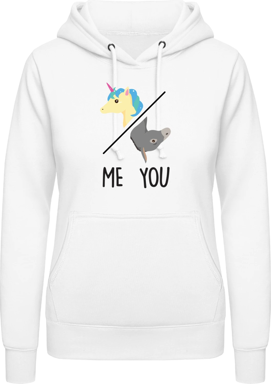 Me Unicorn You Donkey - Arctic white AWDis ladies hoodie - Front