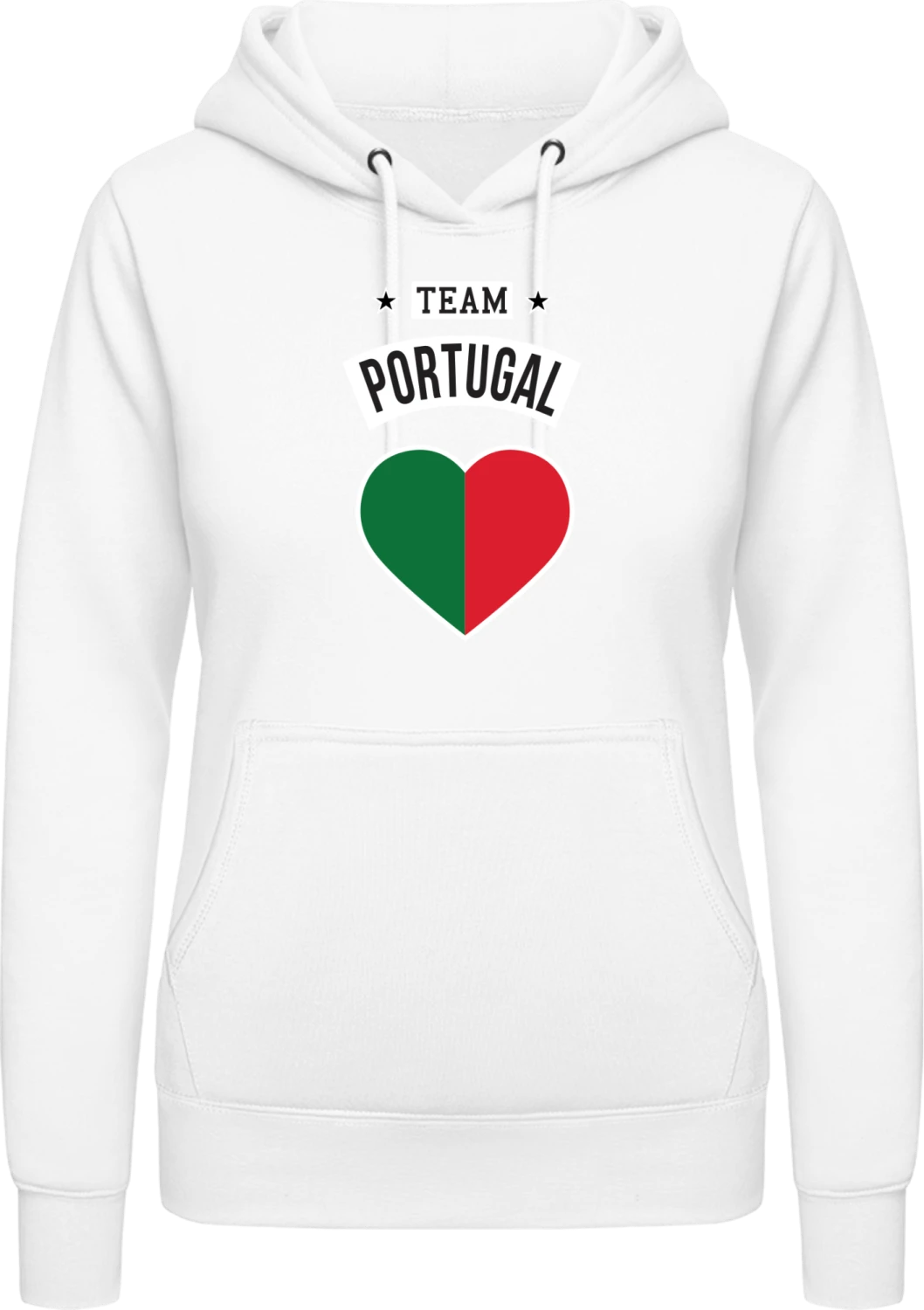 Team Portugal Heart - Arctic white AWDis ladies hoodie - Front