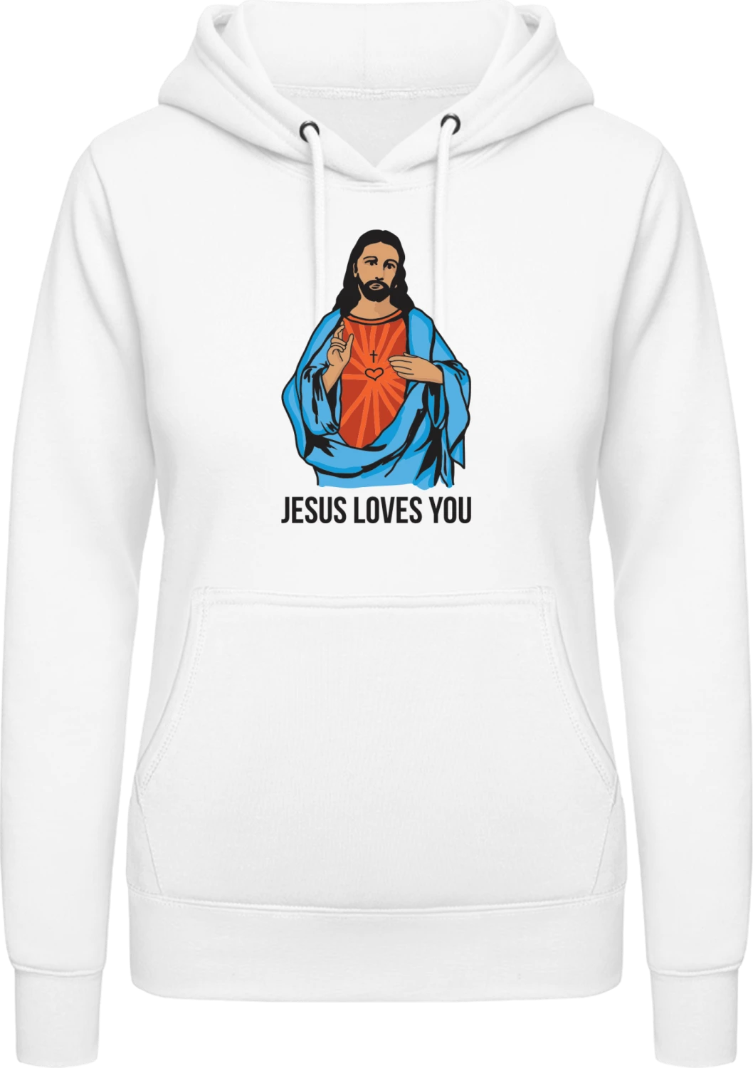 Jesus Loves You - Arctic white AWDis ladies hoodie - Front