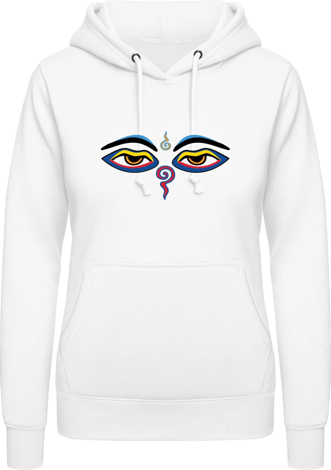 Eyes of Buddha Symbol - Arctic white AWDis ladies hoodie - Front