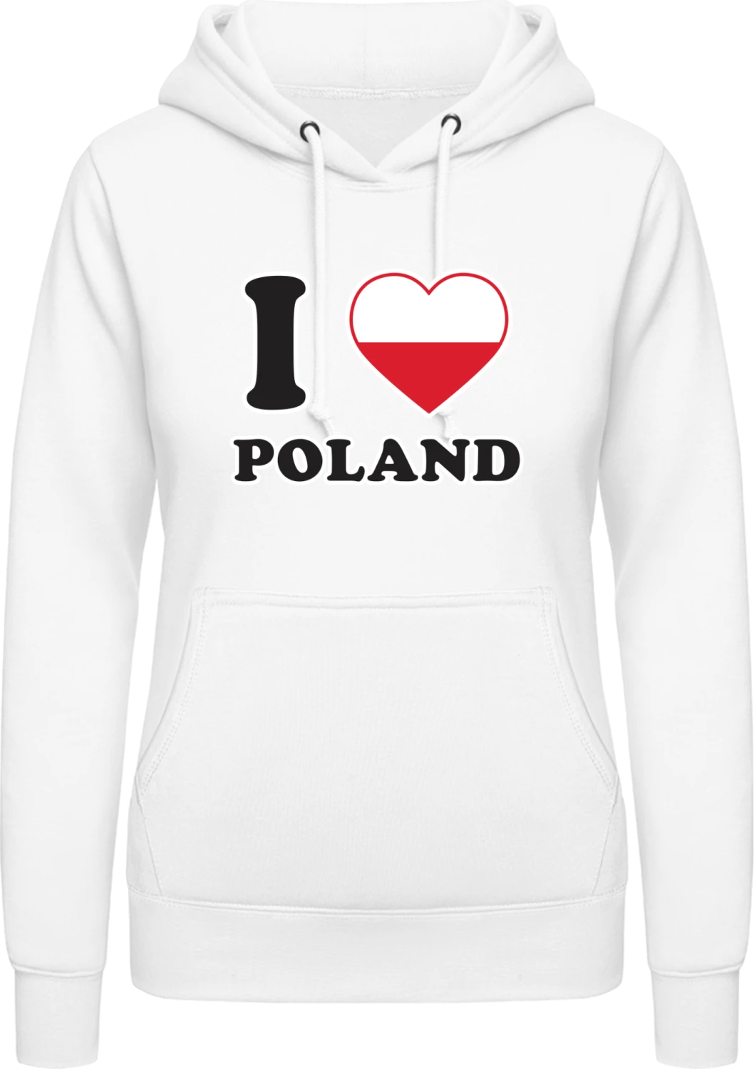 I Love Poland - Arctic white AWDis ladies hoodie - Front