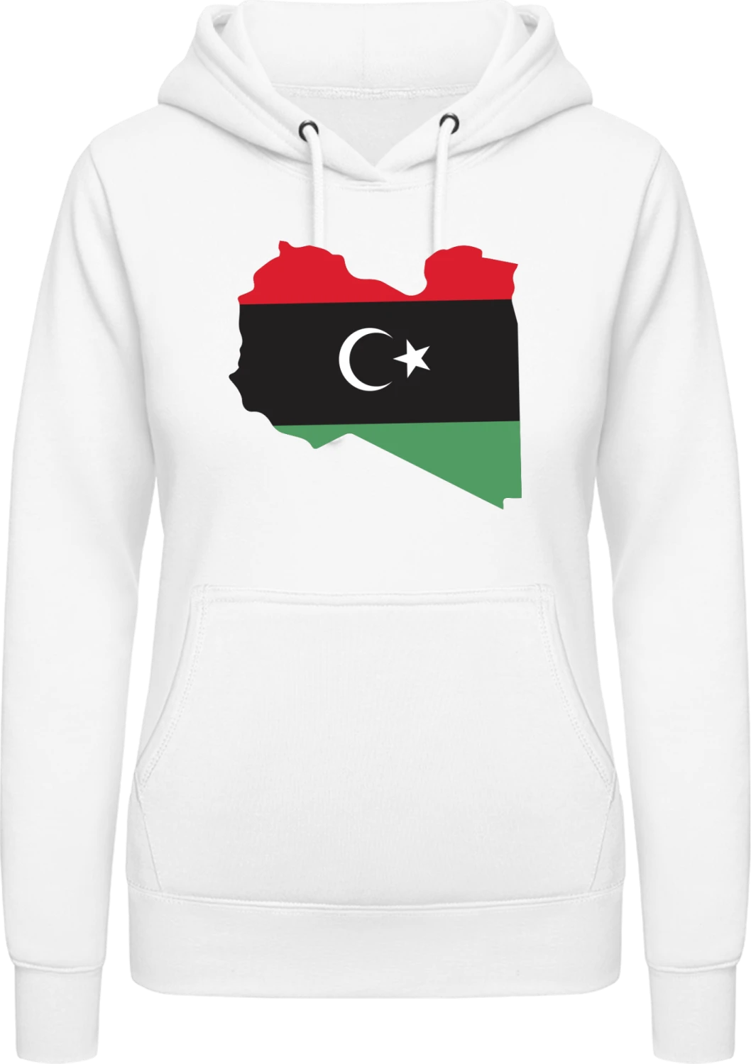 Libya Map - Arctic white AWDis ladies hoodie - Front