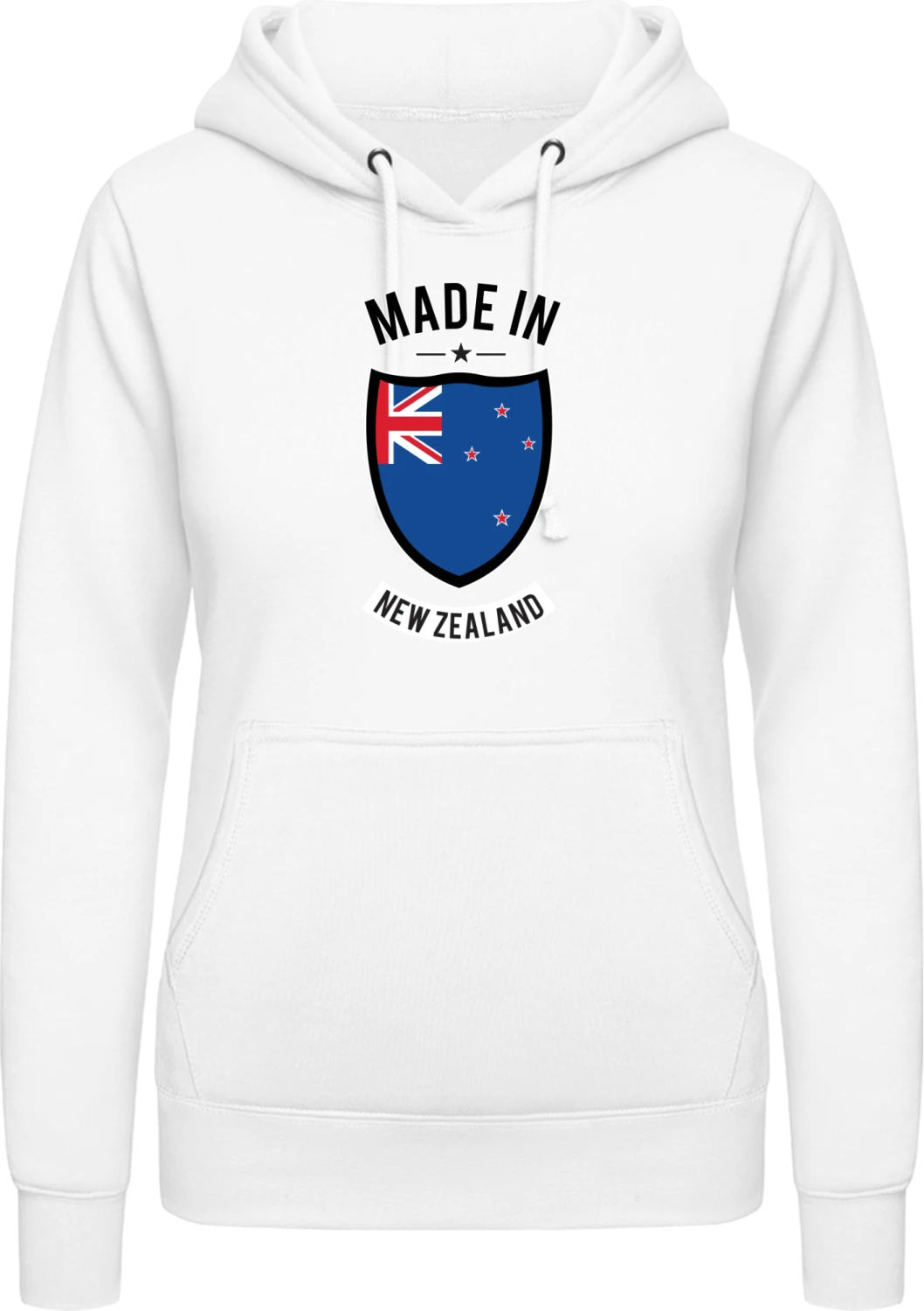 Made in New Zealand - Arctic white AWDis ladies hoodie - Front
