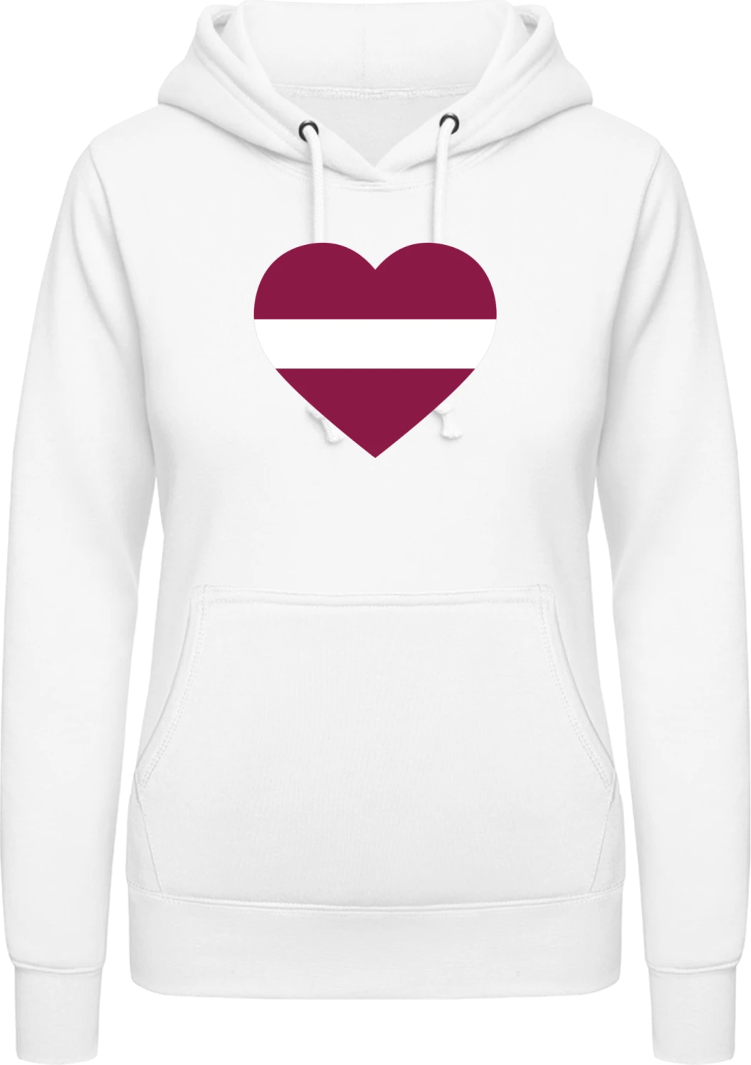 Latvia Heart Flag - Arctic white AWDis ladies hoodie - Front