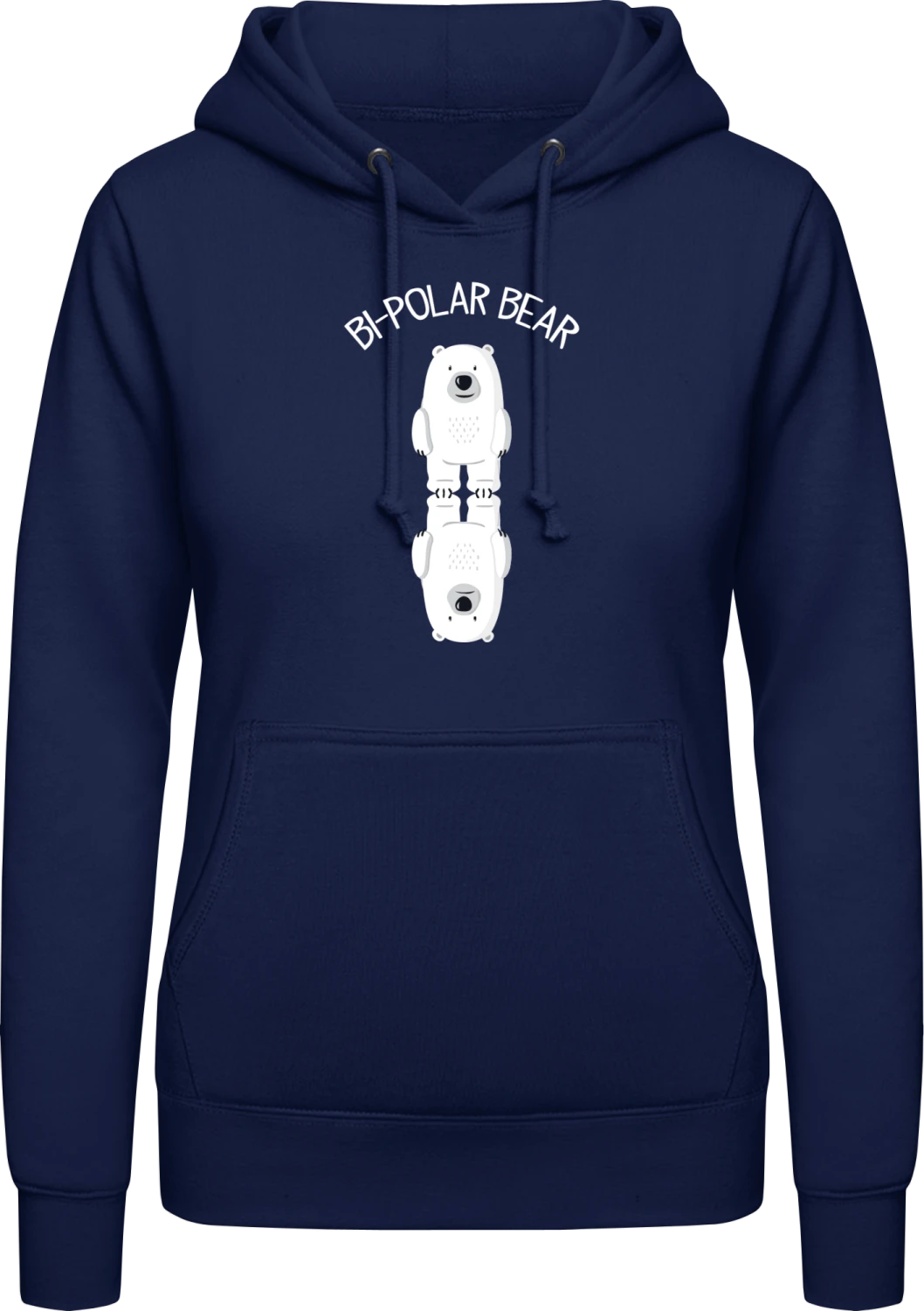 Bi-Polar Bear - Oxford navy AWDis ladies hoodie - Front