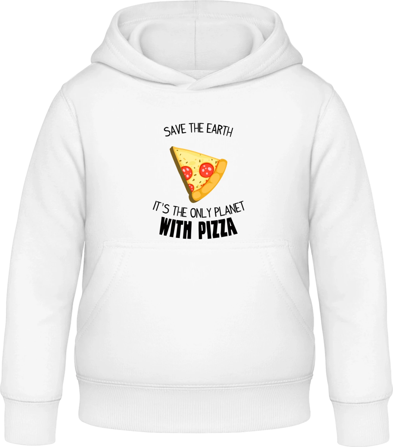 Save The Earth It´s The Only Planet With Pizza - Arctic white Awdis Hoodie Kids - Front