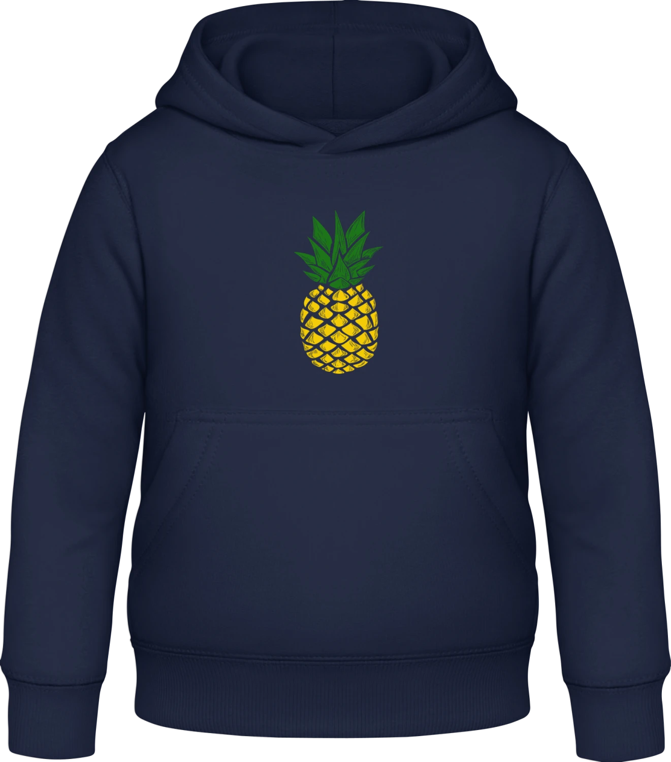 Pineapple Green Yellow - Oxford navy Awdis Hoodie Kids - Front
